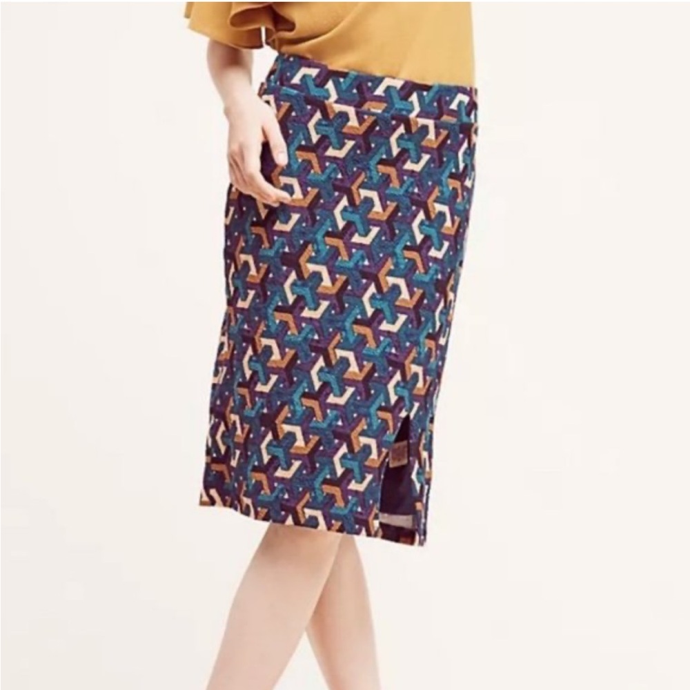 Anthropologie Maeve Geometric Stretch Pencil Skirt NWOT Sz S